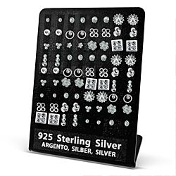 Wholesale 925 Sterling Silver Ear Studs 36 Pairs Display Stand