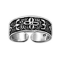 Wholesale 925 Silver Oxidized Adjustable Flower Toe Ring