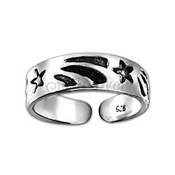 Wholesale 925 Silver Oxidized Star Stylish Toe Ring