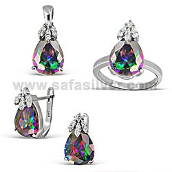 Wholesale 925 Sterling Silver Tear Drop Semi-Precious Jewelry Set