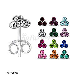 wholesale Sterling silver 3 All colors birthstone stud earrings with Preciosa crystal