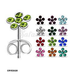 Wholesale 925 Silver Six Stone Flower Preciosa Birthstone Stud Earrings