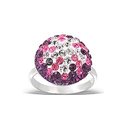 925 STERLING SILVER AMYTHYST CRYSTAL MIX  COLOR ROUND RING