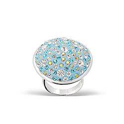 Wholesale 925 Sterling Silver Round Aquamarine Crystal Ring