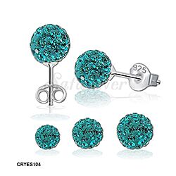 Wholesale 925 Silver Blue Zircon Crystal Ball Stud Earrings