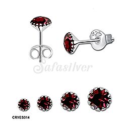 wholesale 925 Sterling Silver Claw Setting Garnet birthstone stud earrings