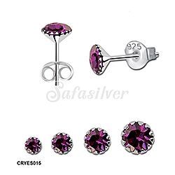 wholesale 925 Sterling Silver Claw type Amethyst birthstone stud earrings