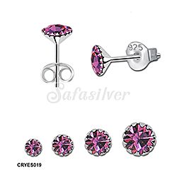 Wholesale Sterling Silver 925 Pink Amethyst Birthstone Stud Earrings