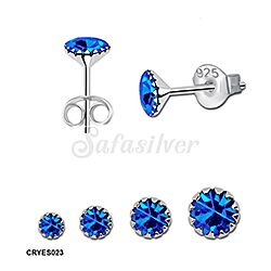 925 Sterling Silver Claw type Sapphire birthstone earrings