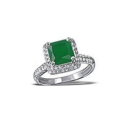 Wholesale Silver Square CZ Emerald Semi Precious Ring,CZ Emerald Stone