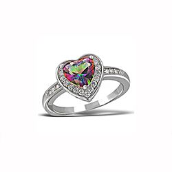 Wholesale Silver Heart Mystic CZ Semi Precious Ring, Cubic Zircon Stone