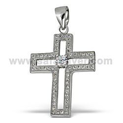 925 STERLING SILVER CUBIC ZIRCON CROSS PENDANT