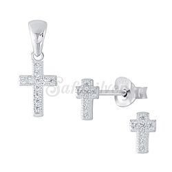 Wholesale 925 Sterling Silver Jesus Cross Cubic Zirconia Jewelry Set