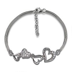 Wholesale 925 Sterling Silver Heart Cubic Zirconia Bracelet