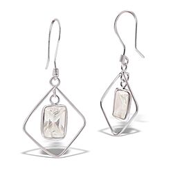 Wholesale 925 Sterling Silver Hanging White Square CZ Earrings