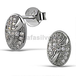 Wholesale Sterling Silver CZ Oval Micro Pave Stud Earrings