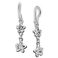 Wholesale 925 Sterling Silver Drop Dangle Star Cubic Zirconia Earrings
