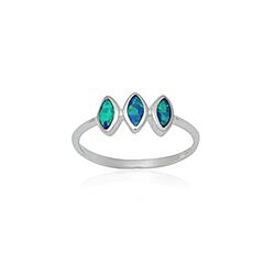 Wholesale Silver Triple Eye shaped Fire Opal Semi precious Ring, Opal Stone