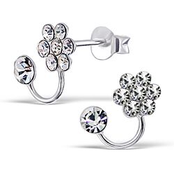 Wholesale 925 Silver Round and Flower Crystal Stud Earrings