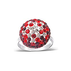Wholesale 925 Sterling Silver Mix Garnet Round Crystal Ring