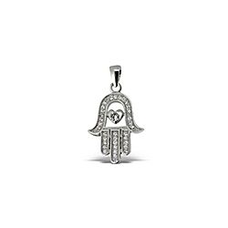 Wholesale 925 Sterling Silver Hamsa And Heart Stone Cubic Zirconia Pendant