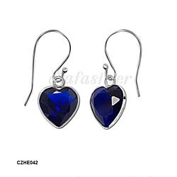Wholesale 925 Sterling Silver Heart Cut Blue CZ  Earrings