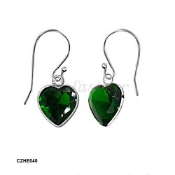 Wholesale 925 Sterling Silver Heart Cut Emerald CZ Earrings