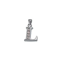 Wholesale 925 Sterling Silver  L letter Cubic Zirconia Pendant