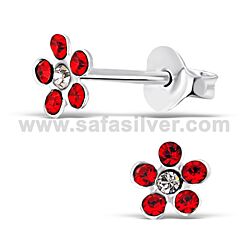Wholesale 925 Sterling Silver Light Siam Birthstone stud earrings.