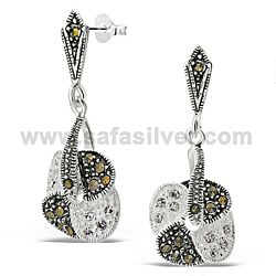 Wholesale Silver Sterling New Flower Marcasite Stud Earrings