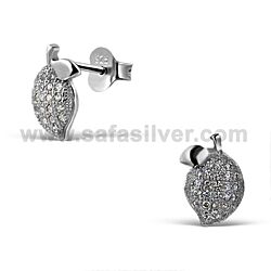 Wholesale Sterling Silver CZ Mango Micro Pave Stud Earrings