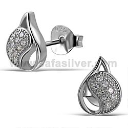 Wholesale 925 Silver CZ Flame Drop Micro Pave Stud Earrings
