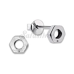 Wholesale Sterling Silver Nut Shape Oxidized Stud Earrings