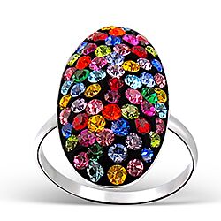 925 Sterling Silver Oval Multi Color Ring