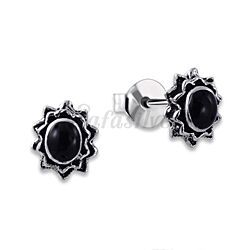 Wholesale 925 Sterling Silver Oval Shape Black Enamel Painted Oxidized earrings 