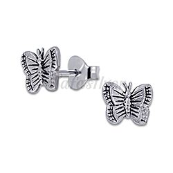 Wholesale 925 Silver Cute Butterfly Oxidized Stud Earrings