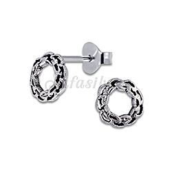 Wholesale Sterling 925 Silver Circle Oxidized Stud Earrings