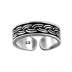 Wholesale 925 Silver Oxidized Woven Toe Ring