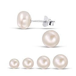 Wholesale 925 Silver Peach Freshwater Pearl Stud Earrings