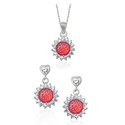 Wholesale 925 Sterling Silver Flower Design Semi-Precious Jewelry Set