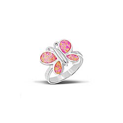 Wholesale Silver Real Stone Butterfly Pink Opal Semi Precious Ring,Opal Stone