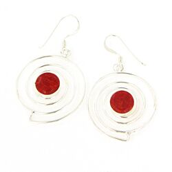 Wholesale 925 Sterling Silver Plain Coral Semi Precious Earrings