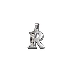 Wholesale 925 Sterling Silver R Letter Cubic Zirconia Pendant 