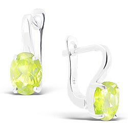 Wholesale 925 Sterling Silver Lever Back Peridot Semi Precious Earrings