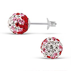 Wholesale 925 Silver Ball Mix Light Siam Crystal Stud Earrings 