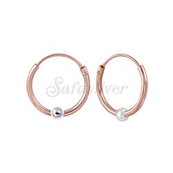 Wholesale 925 Sterling Silver Rose Gold Plated Bead Charm Hoop Earrings
