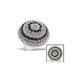 Wholesale 925 Sterling Silver Round Black Diamond Crystal Ring