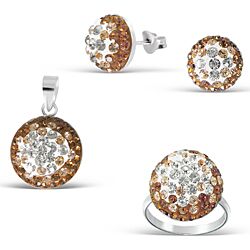 Wholesale 925 Sterling Silver Topaz Round Crystal Jewelry Set