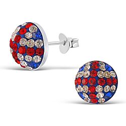 Wholesale 925 Silver Round Sapphire Red Crystal Stud Earrings 