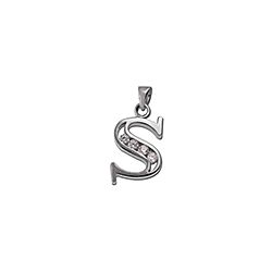 .Wholesale 925 Sterling Silver S Letter Cubic Zirconia Pendant 